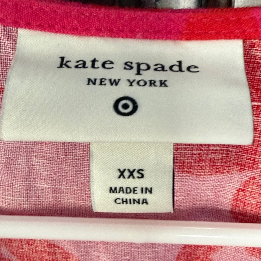 KATE SPADE X TARGET Pink Red Floral Midi Dress XXS Long Sleeve Feminine - Picture 2 of 9